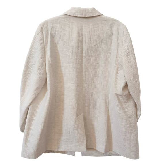 Talbots Textured Double-Breasted Blazer White Ivory Plus Size 16W - Picture 10 of 14